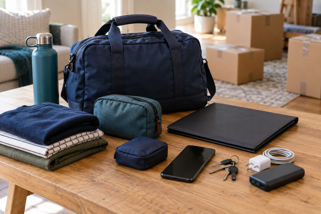 Documents and overnight essentials protected from the moving shipment