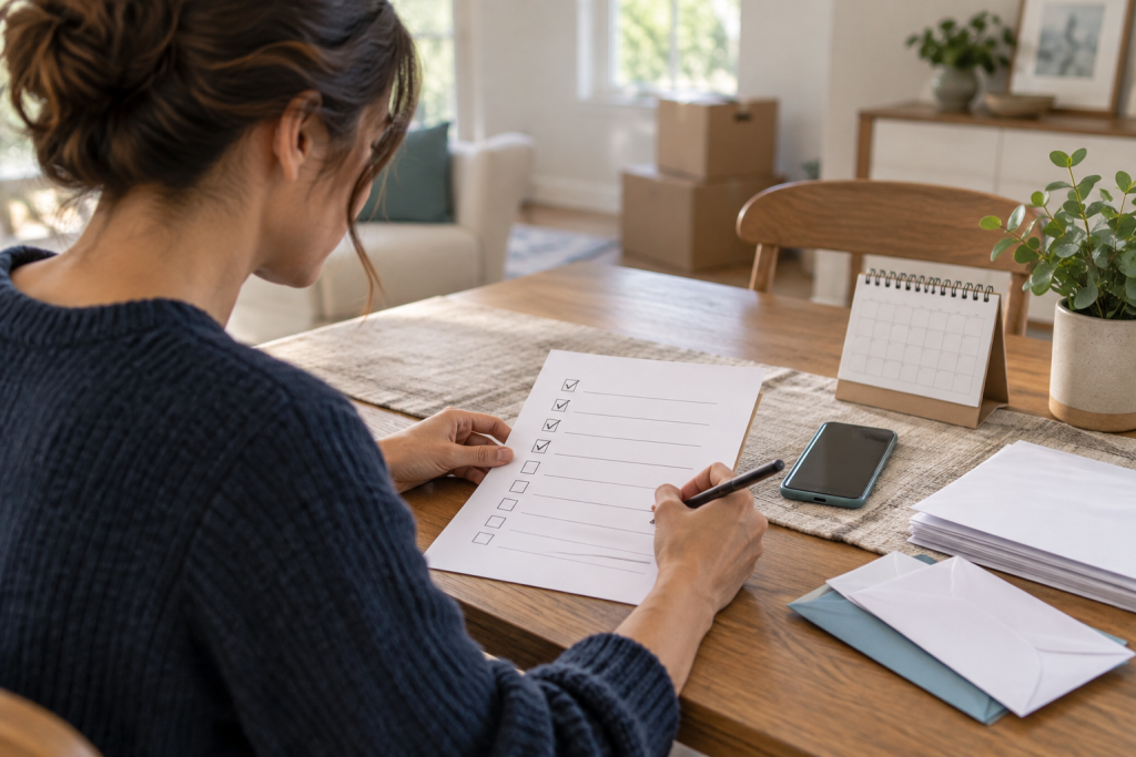 Organized homeowner tracking completed address changes and confirmation details